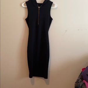Black hooded Zipped dress